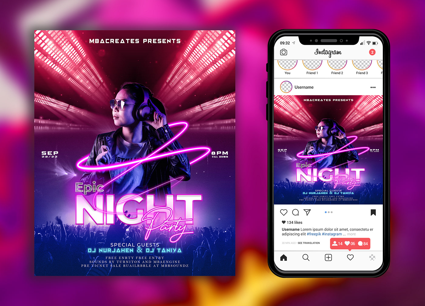 this is a new modern event dj night party flyer design