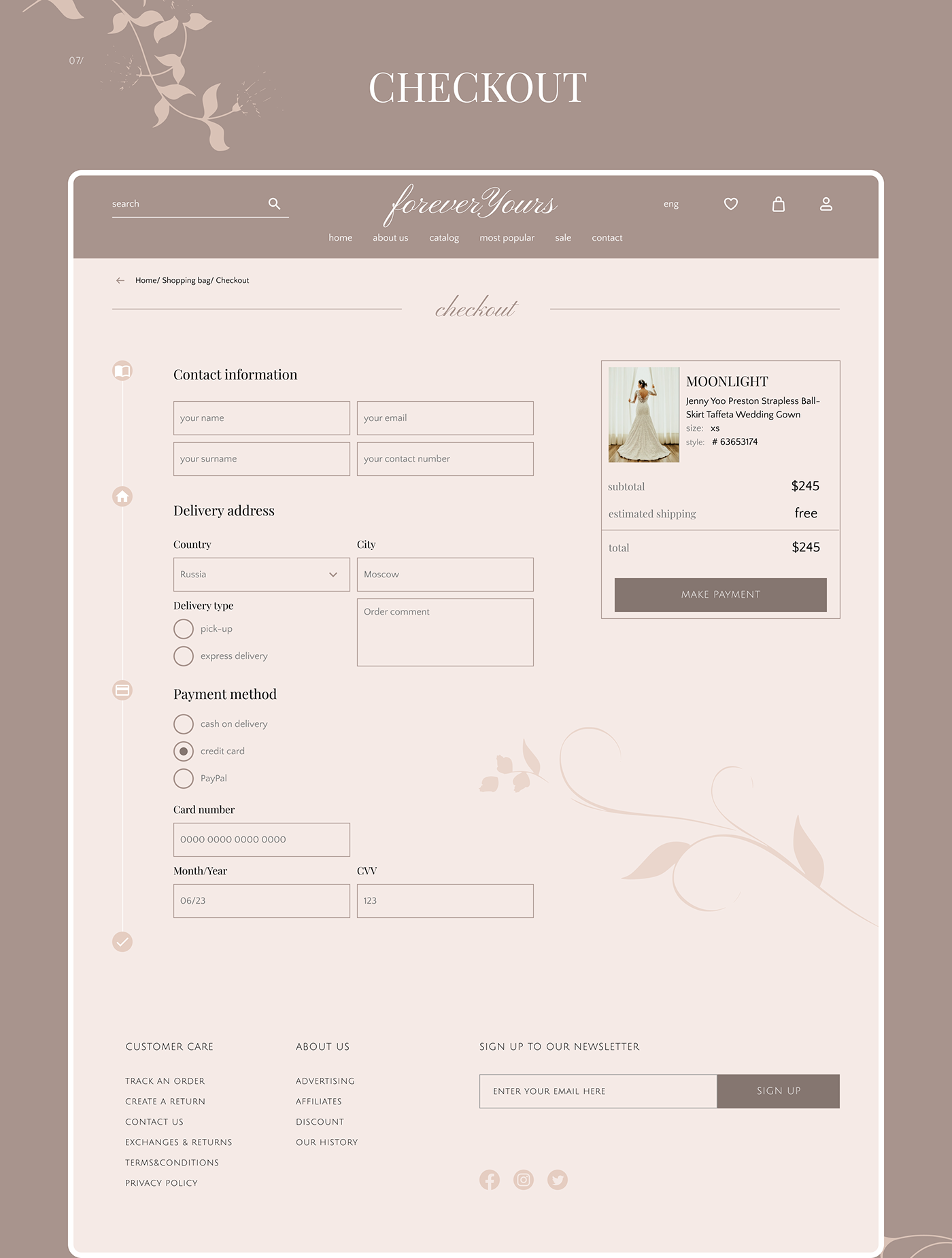 Figma UI/UX wedding dresses online store design Web user interface Web Design  user experience ui design