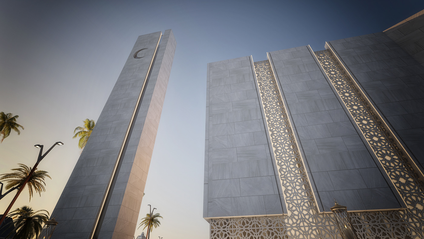 architecture visualization exterior 3ds max Render vray archviz modern 3D mosque