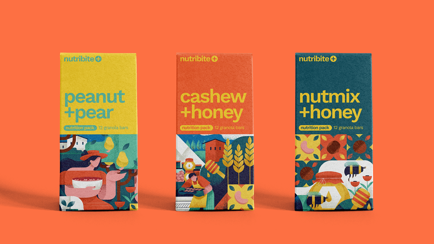 granola snack brand identity Food Packaging visual identity Illustrator