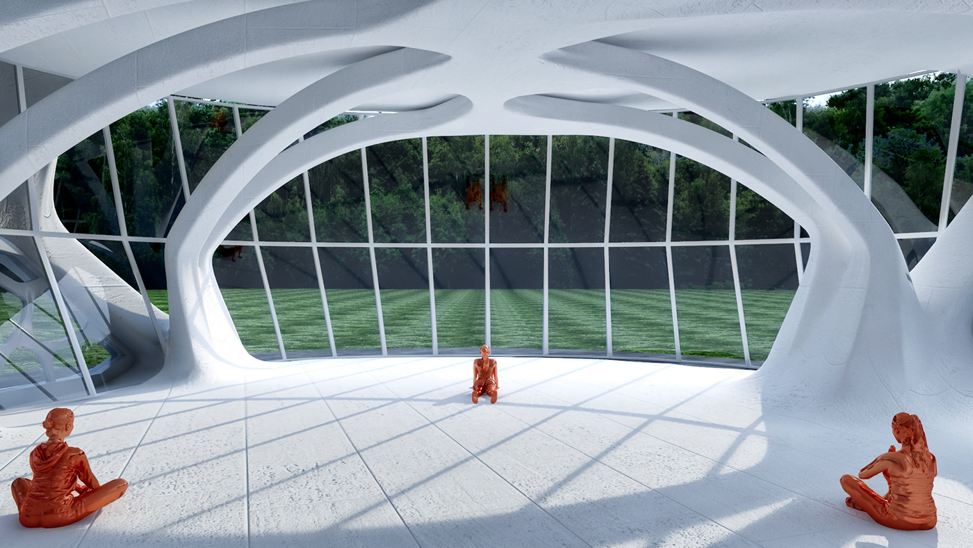 architectural architecture CGI design exterior industrial Interior Render Stage Stand
