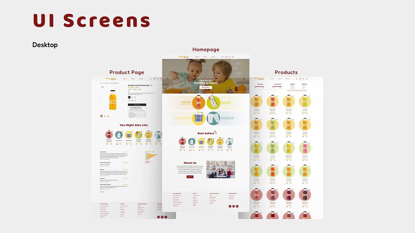 UX design ui design UX UI Figma Web Design  redesign juices penny graphic design  Responsve Website
