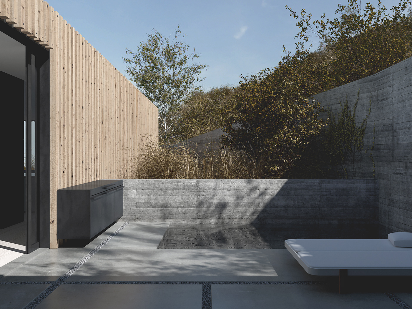 architecture aspen concrete wood Residence Landscape rendering