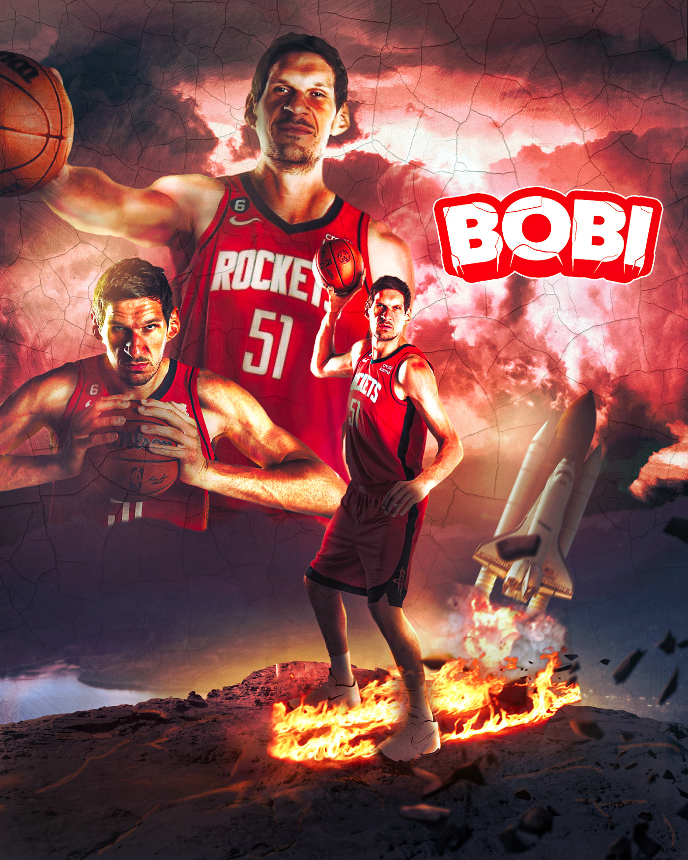 basketball compositing graphic design  Houston Rockets nasa NBA NBA design poster sports Sports Design
