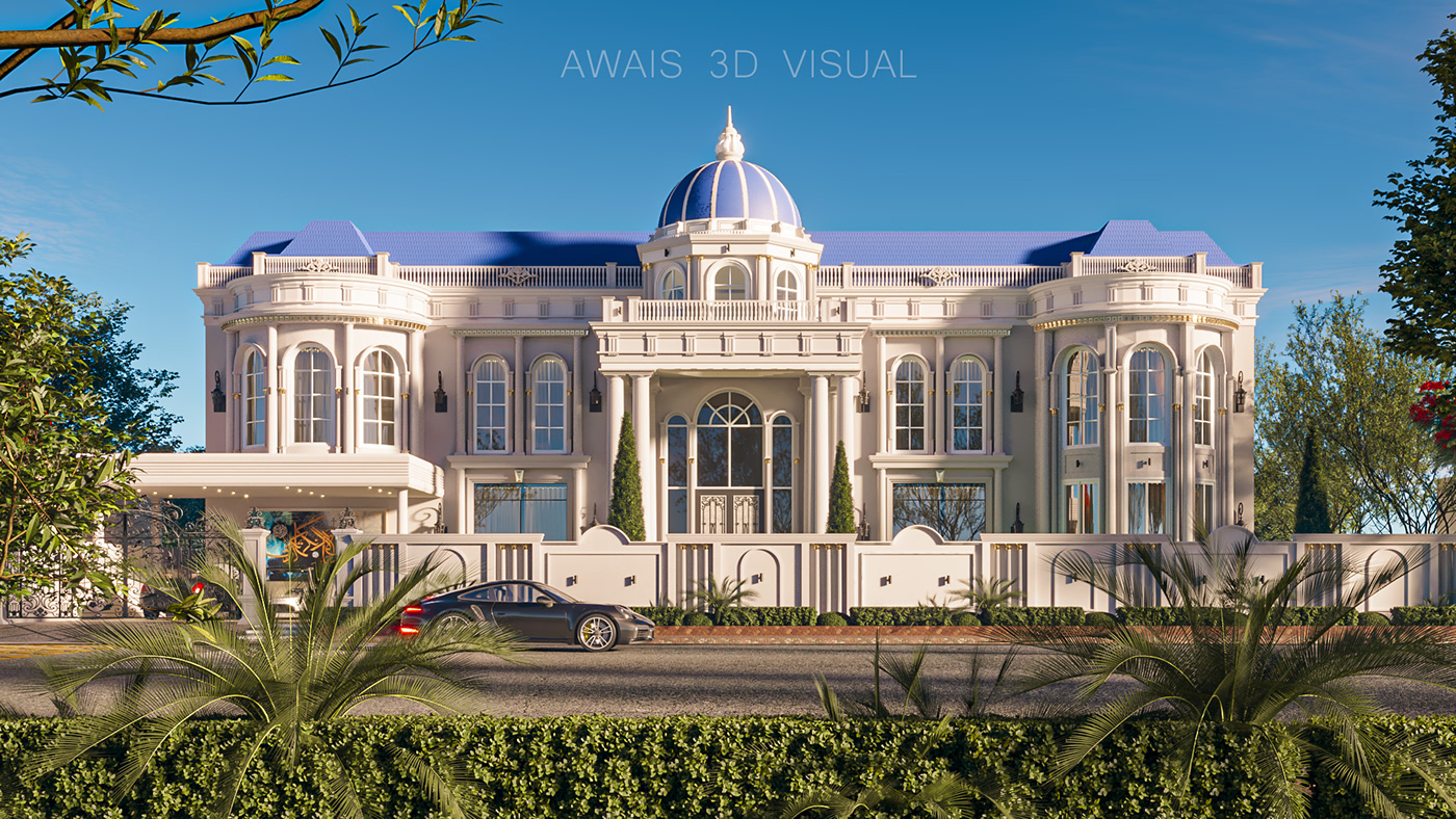 architecture visualization Villa CGI HOUSE DESIGN classic design facade exterior design 3d modeling Render