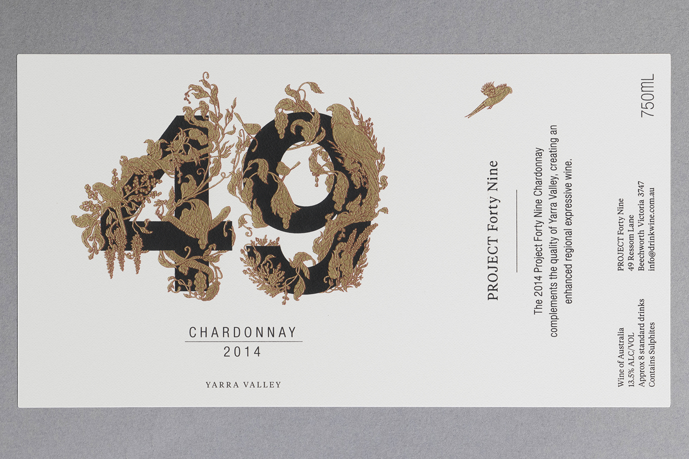 Project 49 Botanical Illustraiton wine label