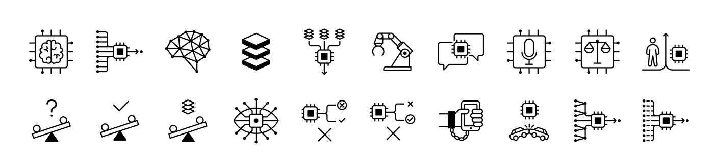 artificial intelligence Data data science icons illustrations