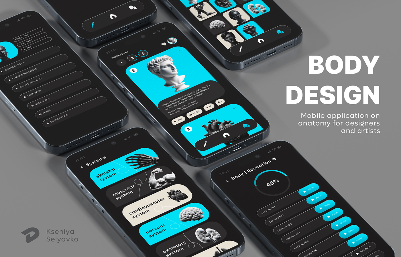 приложение Mobile app Web Design  Figma anatomy design branding  Logo Design body 3d modeling