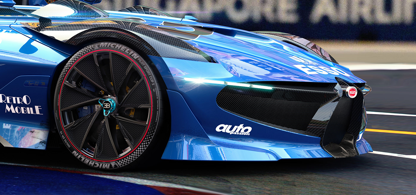 3D automotive   bugatti car digital petrolhead race transportation Vehicle virtual