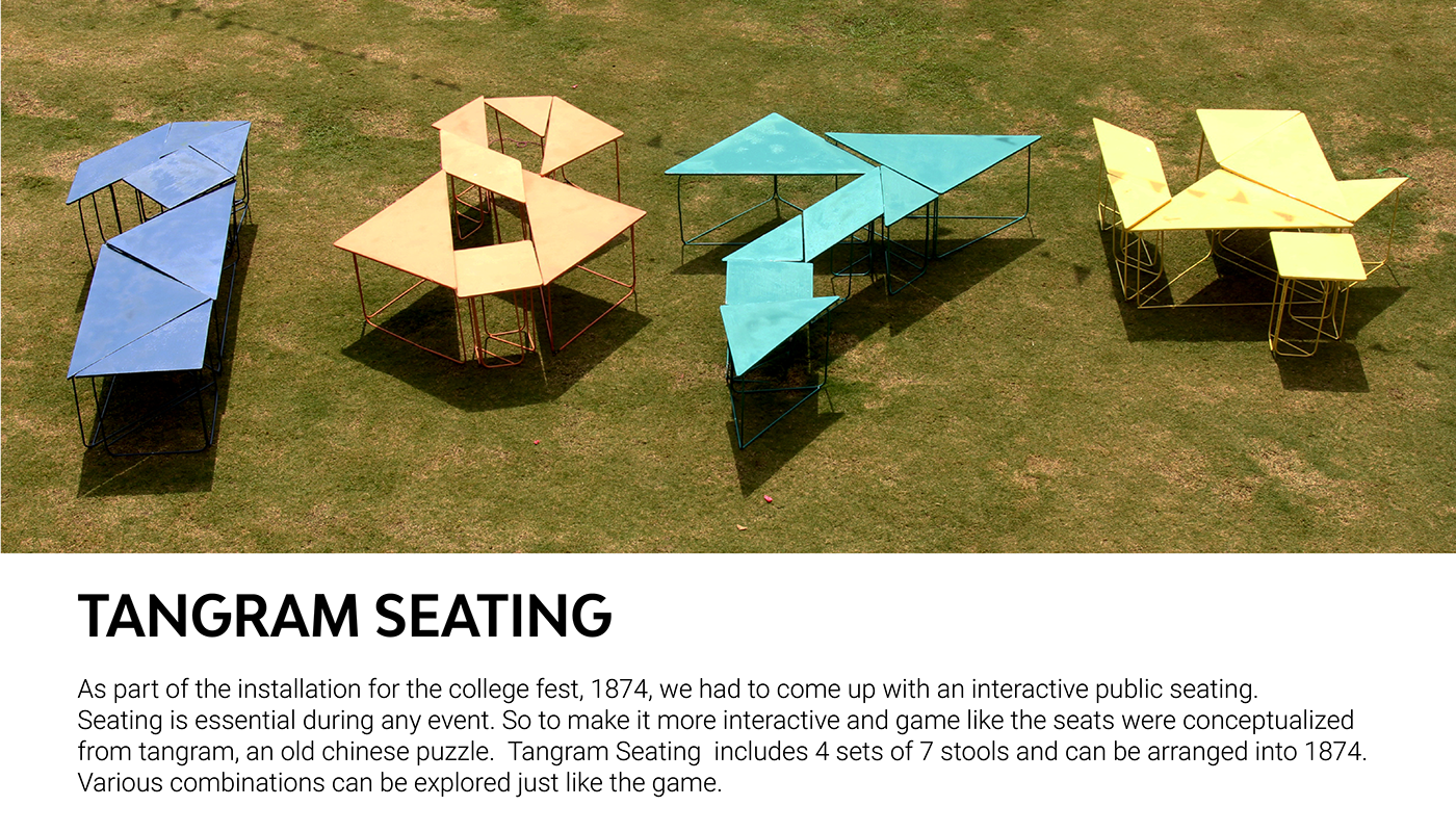 furniture seating interactive tangram puzzle Fun Outdoor seating fest stool