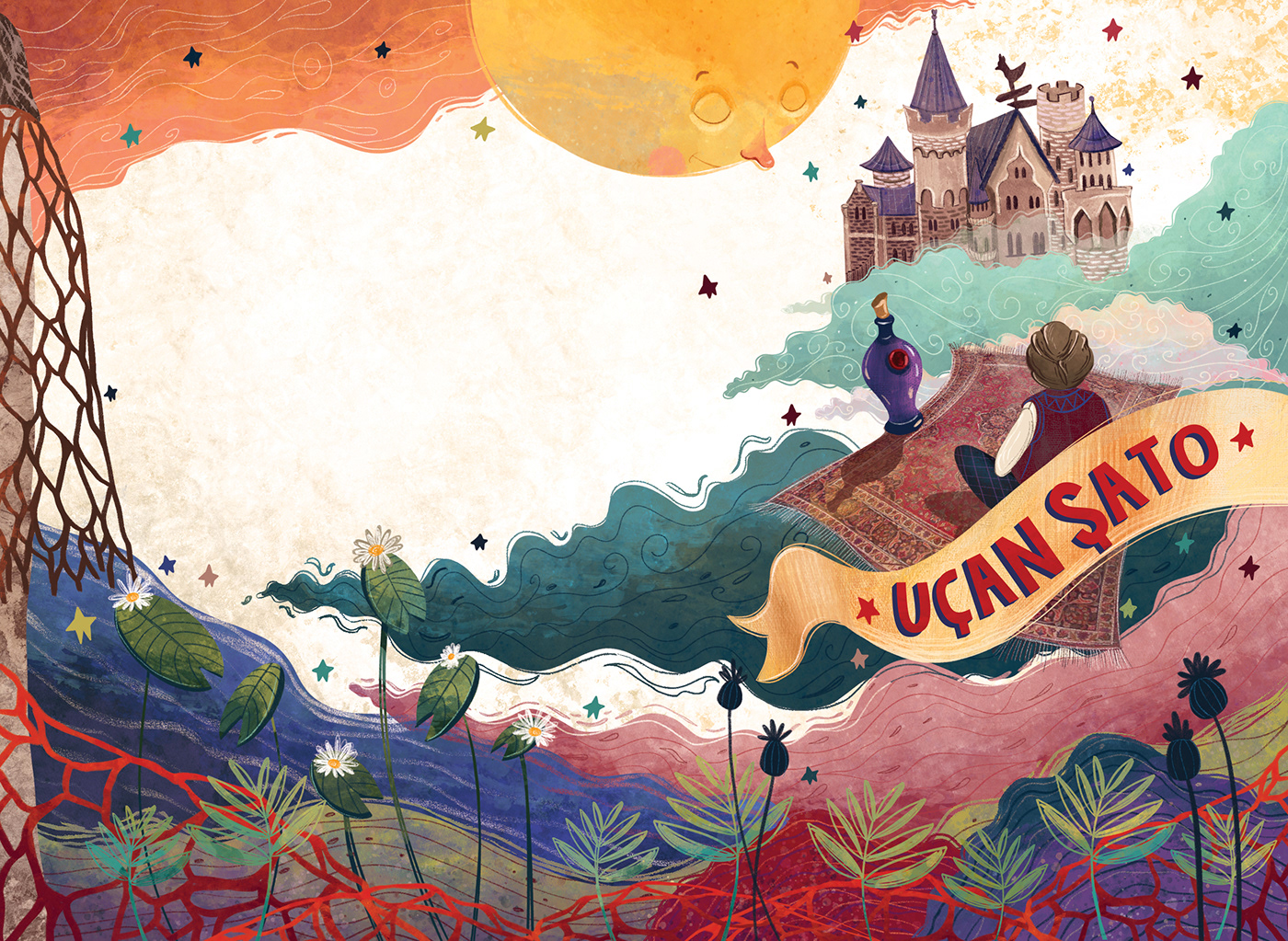 Castle children's book cover Diana Wynne Jones Digital Art  digital illustration howls moving castle ILLUSTRATION  Magic   miyazaki