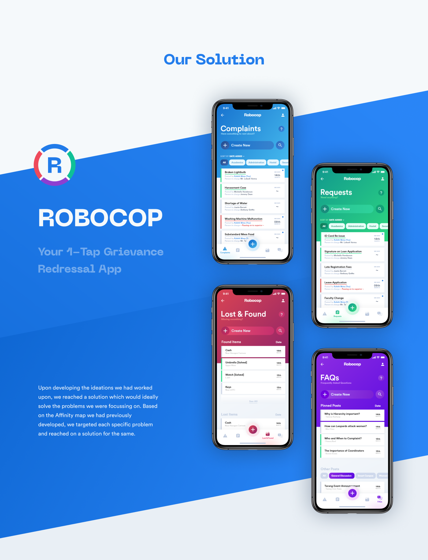 app complaint grievance mobile redressal research robocop UI ui design ux