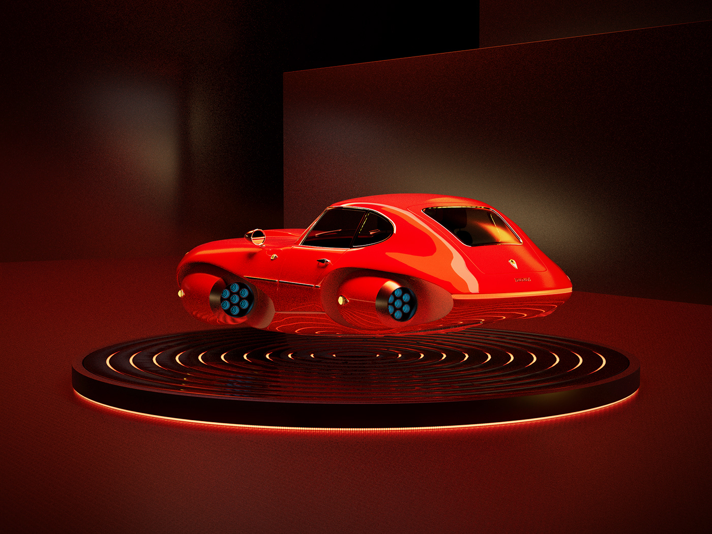 car 3D Render Vehicle CGI redshift c4d modeling classic car Hovering
