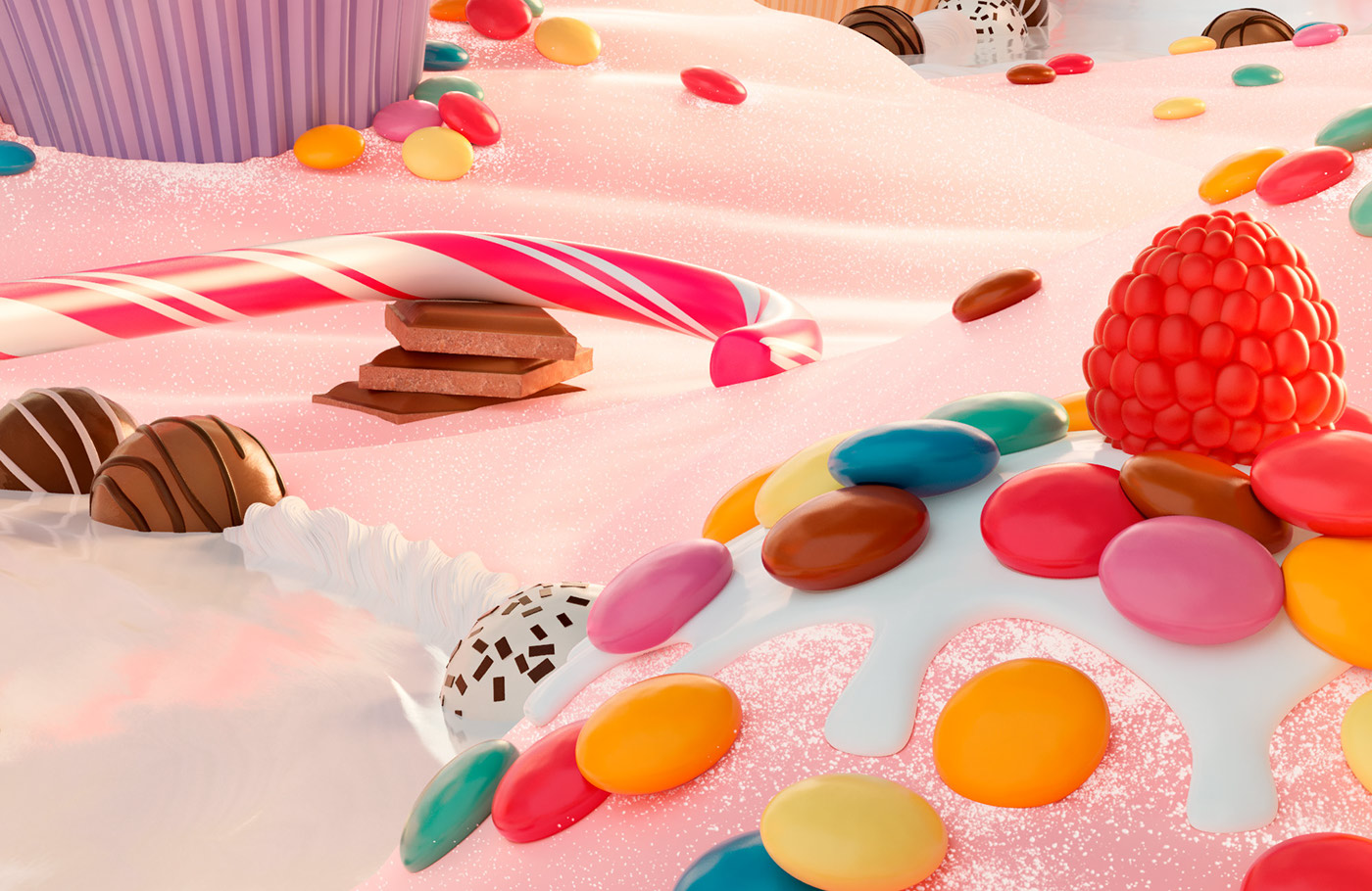 Sweets Candy Food  CGI cupcake chocolate fruit gum lollipop