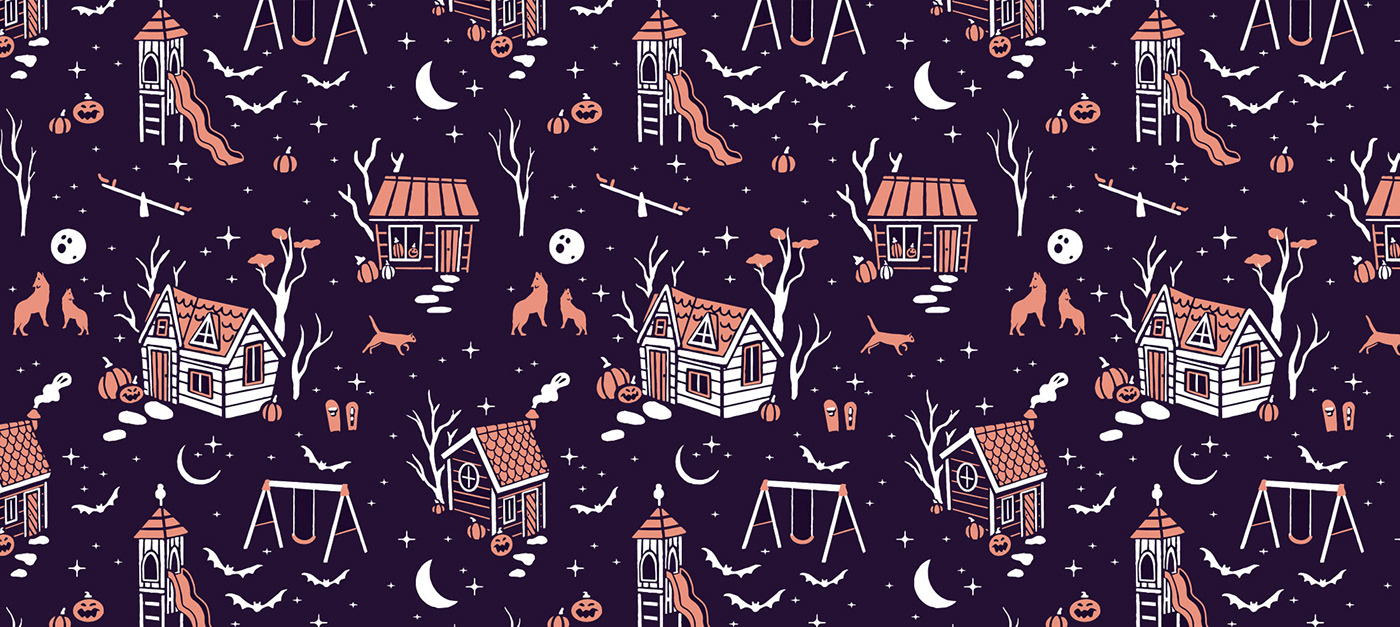 spooky town - halloween pattern design