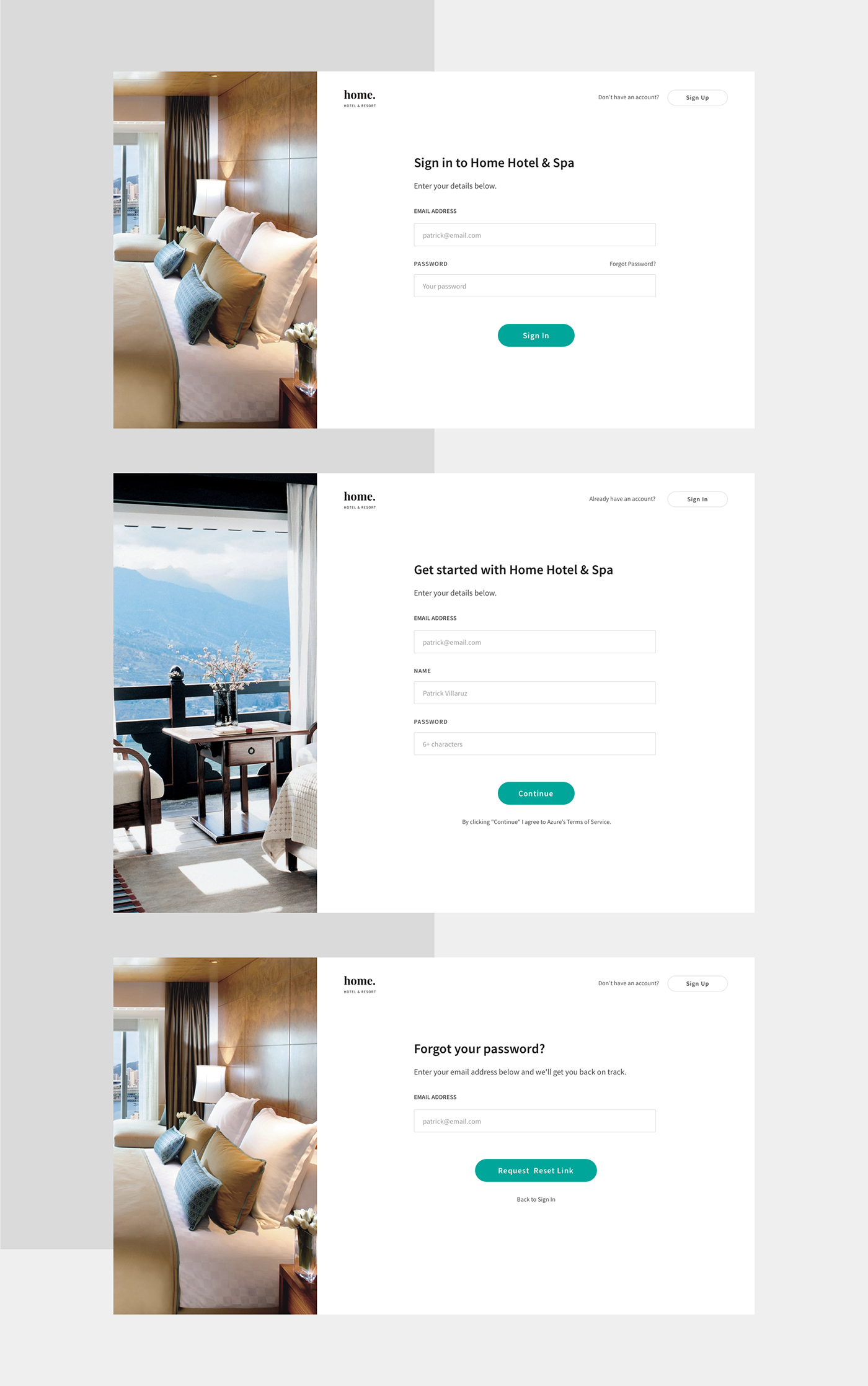 hotel Spa resort UI Web template Booking reservation dining