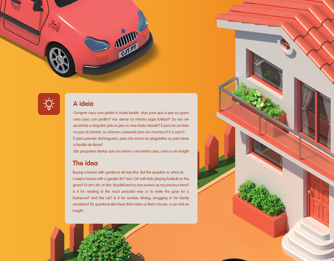 car 3D Advertisign publicidade Busca custo justo house ilustration design ad