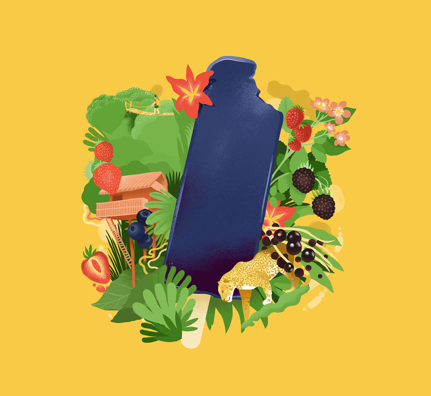 ILLUSTRATION  animation  jungle ice-cream loops gif branding  Tropical Fruit
