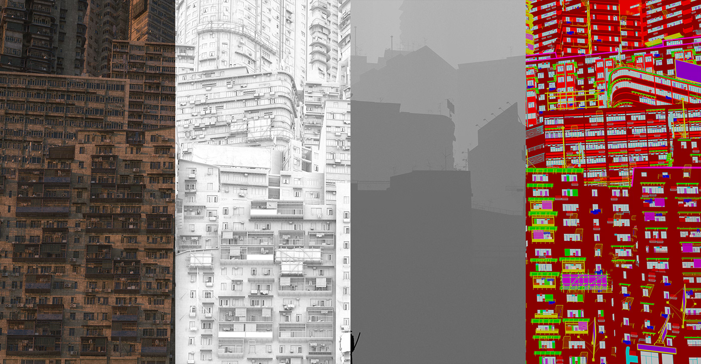 Kitbash3d cover art 3D ILLUSTRATION  Render future slums kowloon