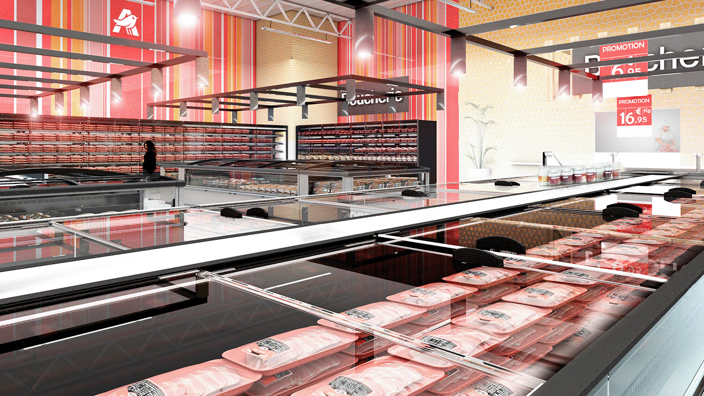 3D 3d max modeling visualization Supermarket Food  marketing  