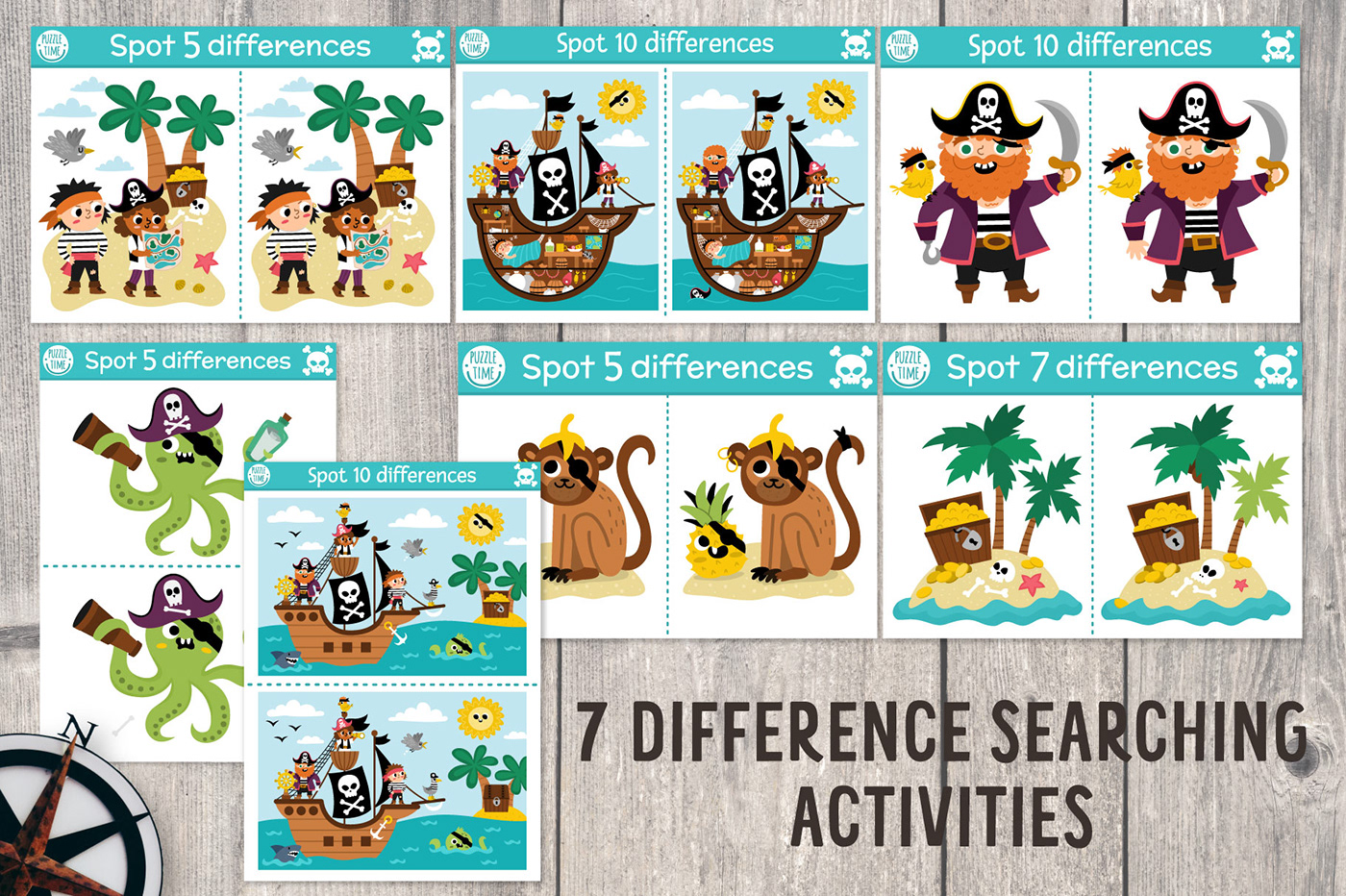 children illustration educational Games page Picture book pirate printable sea adventure treasure island worksheet