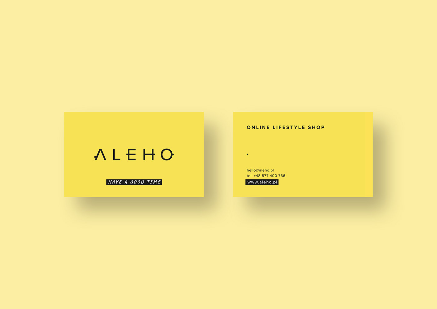 aleho Watches lifestyle Braning time branding  yellow identity Business Cards