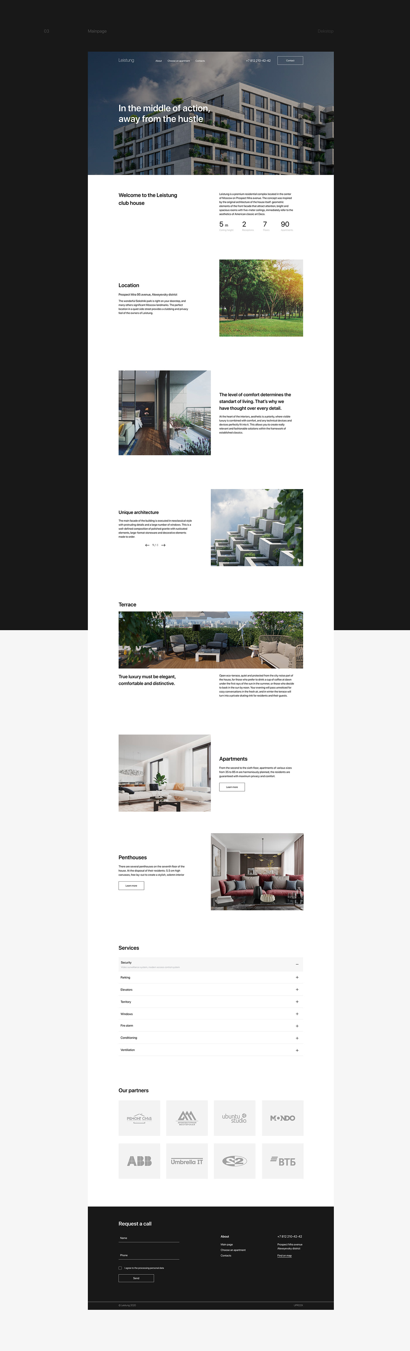 apartments architecture landing page Premium Apartments real estate UI ux Web Web Design  aesthetics