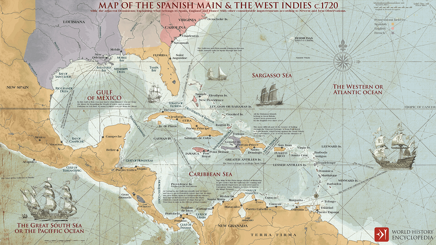 Composite map of the Spanish Main & the West Indies created for the World History Encyclopedia