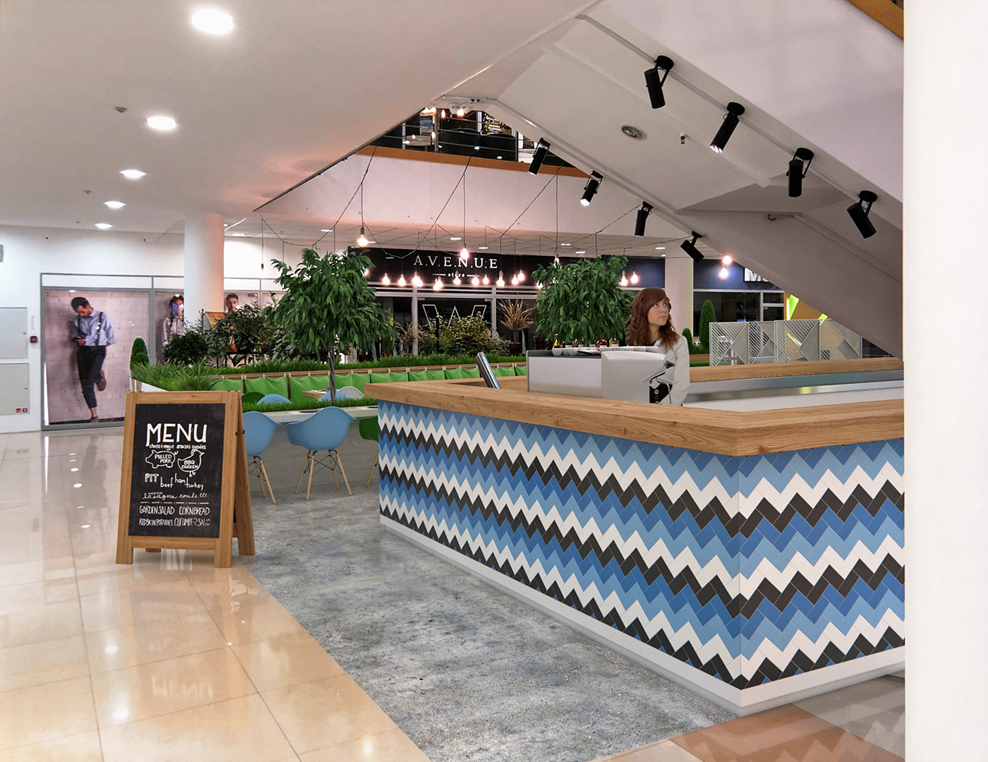 Interior design visualization 3D cafe photomontage Tradecenter corona bar