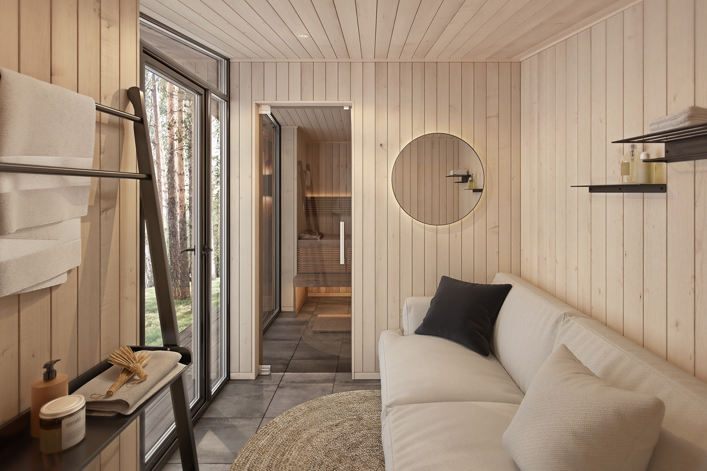 3ds max architecture interior design  Render Sauna Smallhouse visualization vray