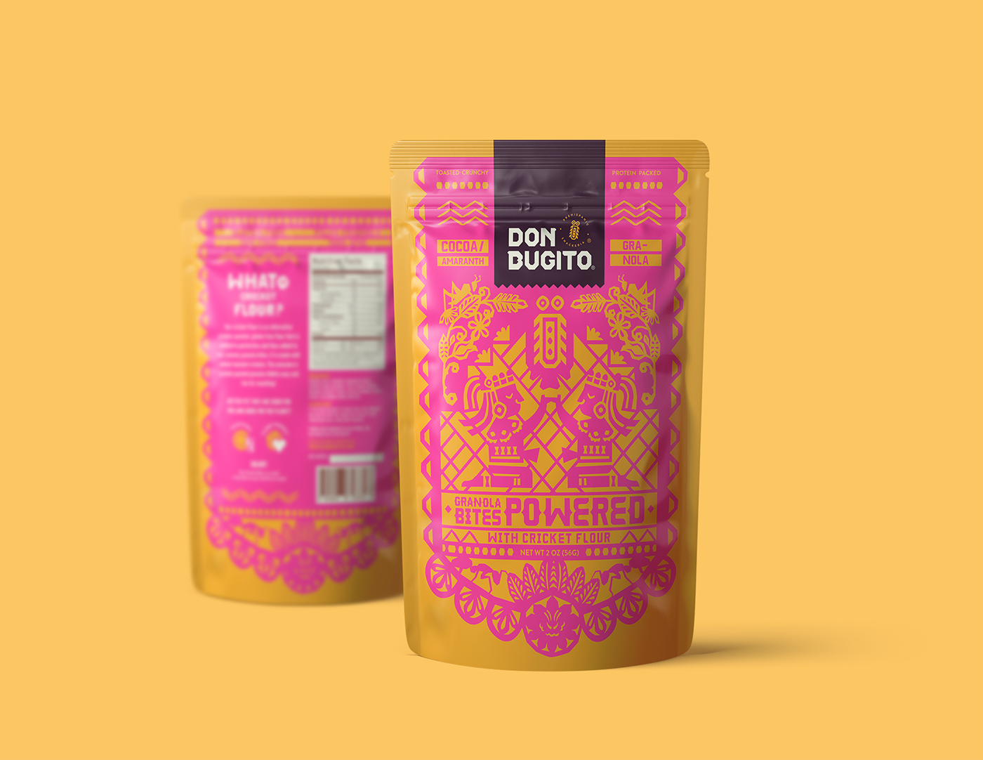 Packaging identity bugs colors mexico Food Packaging Logo Design prehispanic snackeria peru