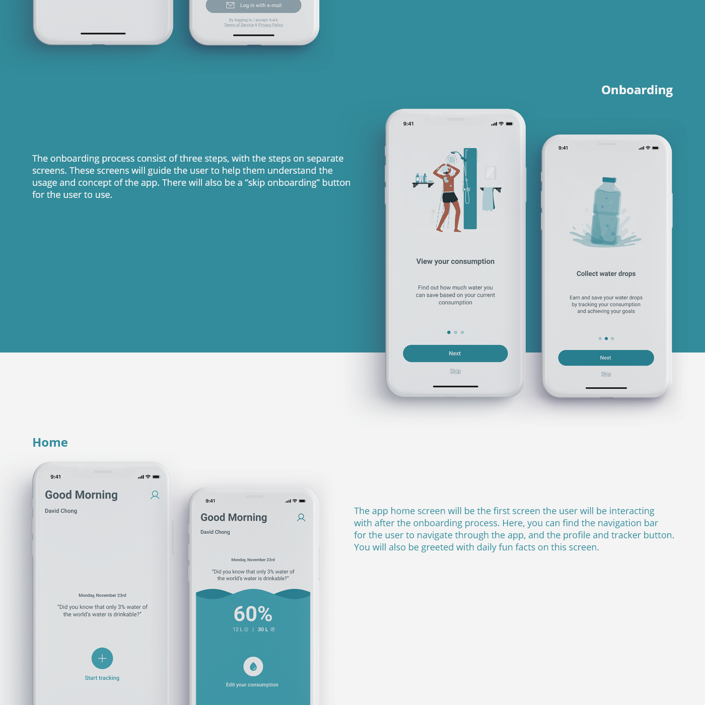 app conservation gamification UI ux water Case Study water app water saving ios