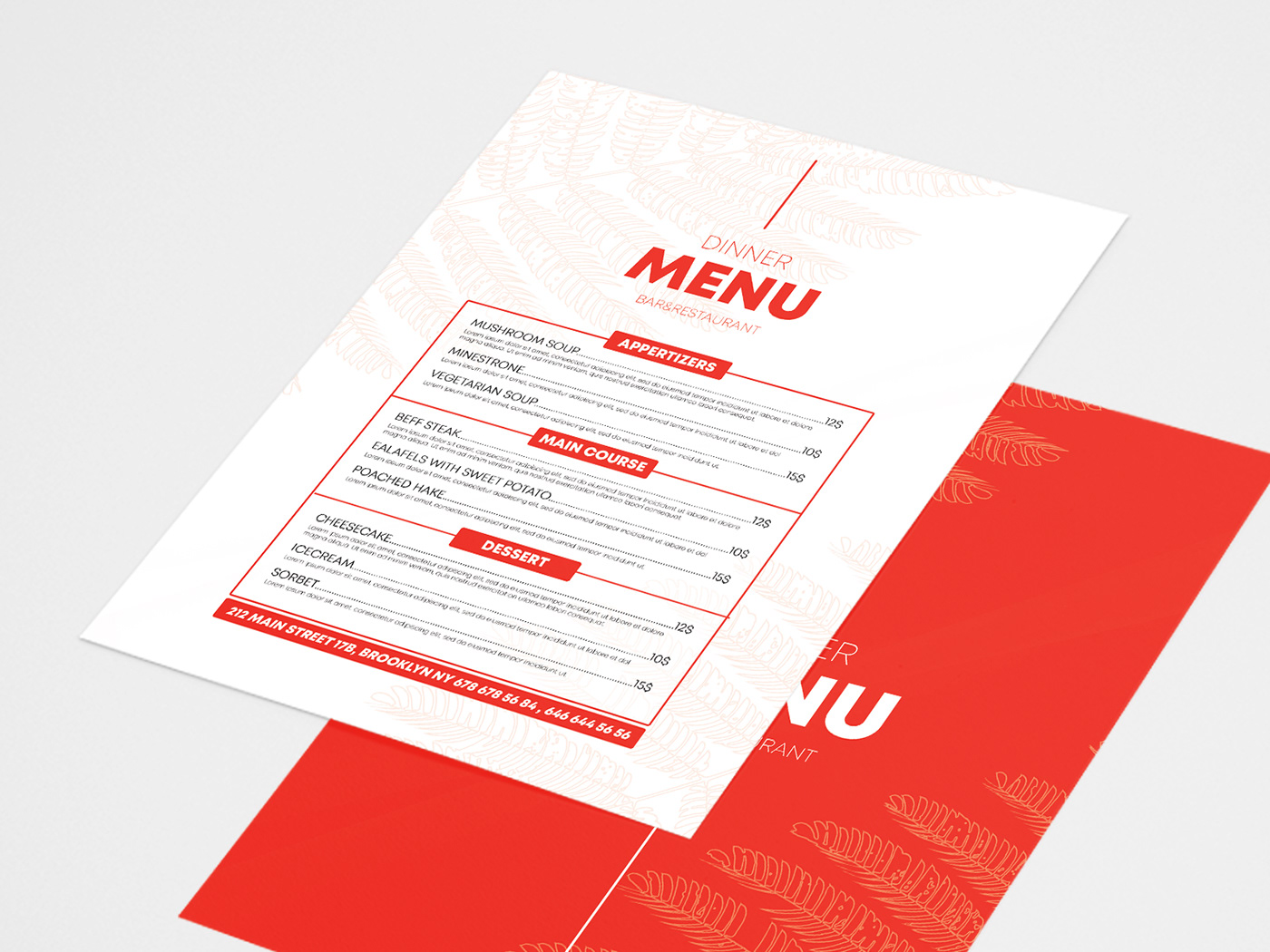 a4 dinner Food  meal menu template templates