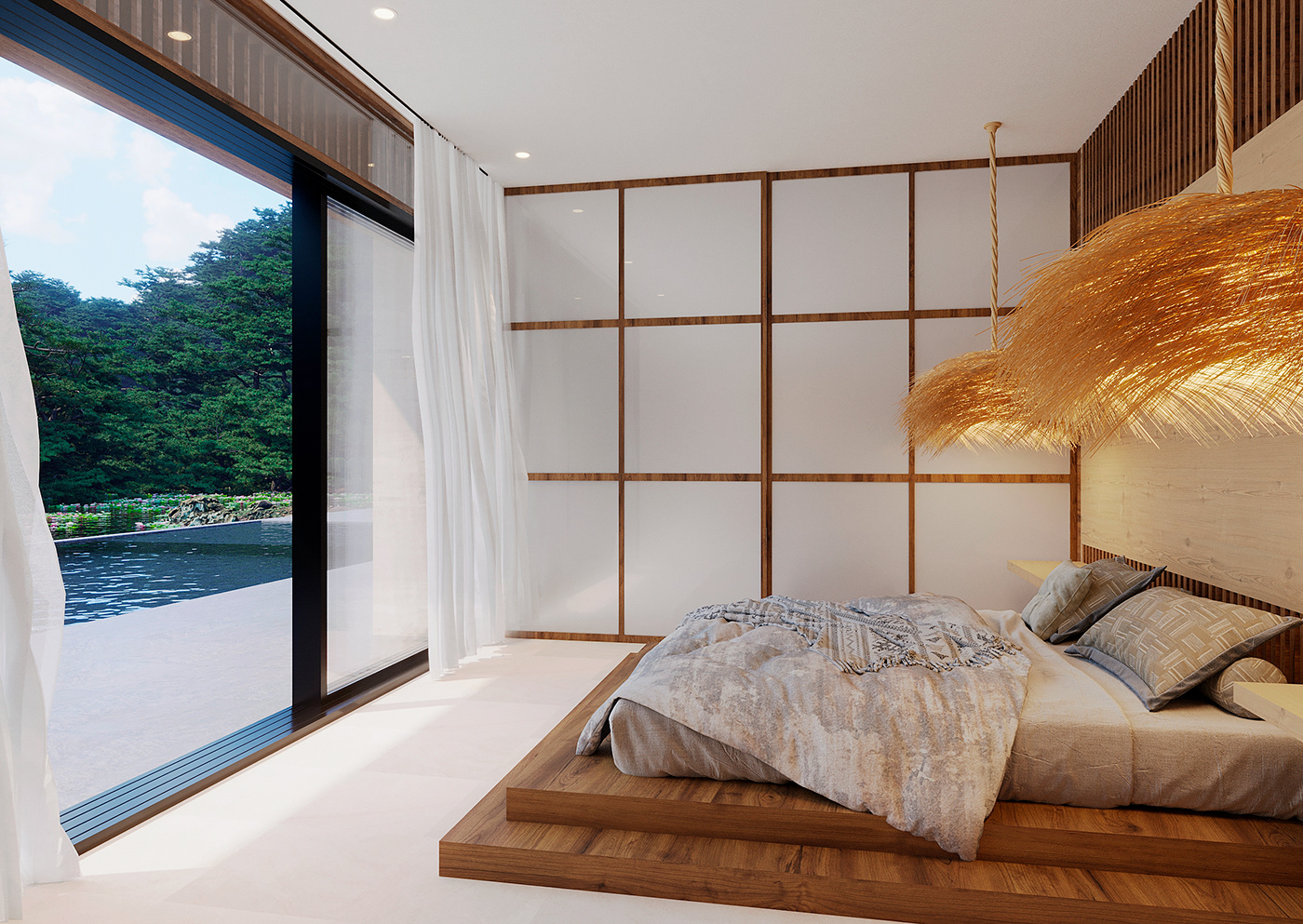architecture archviz CGI exterior interior design  Japandi modern Villa visualization