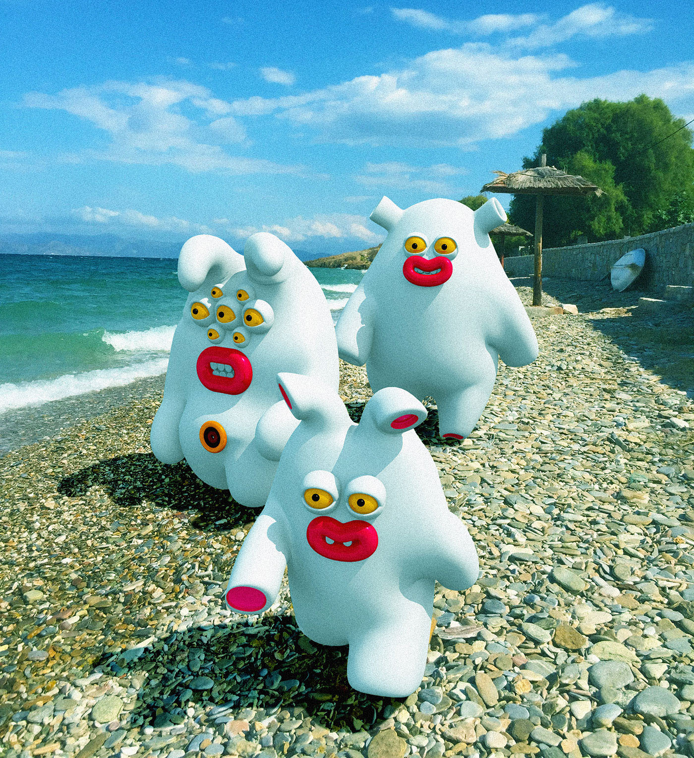 3D monsters summer Greece vacations cute Little Cute Monsters