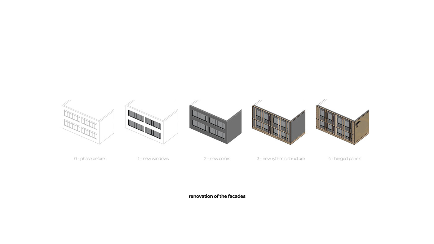 architecture concept fasade design Gostomel kindergarten modern reconstruction renovation ukraine War