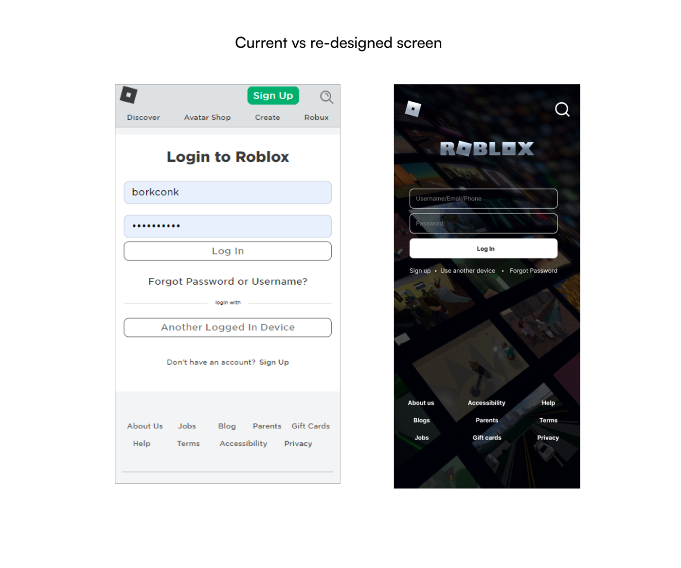 mobile redesign Roblox UI ui design UI/UX Website