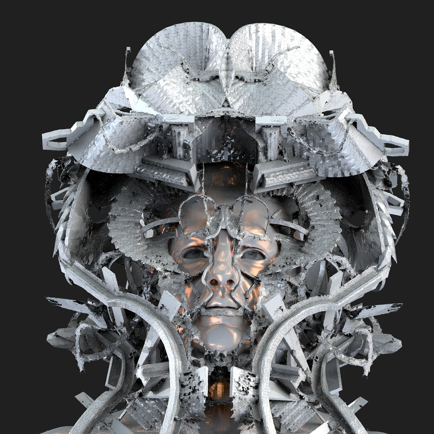 3D abstract architecture CGI Character Character design  face Render skeleton weird