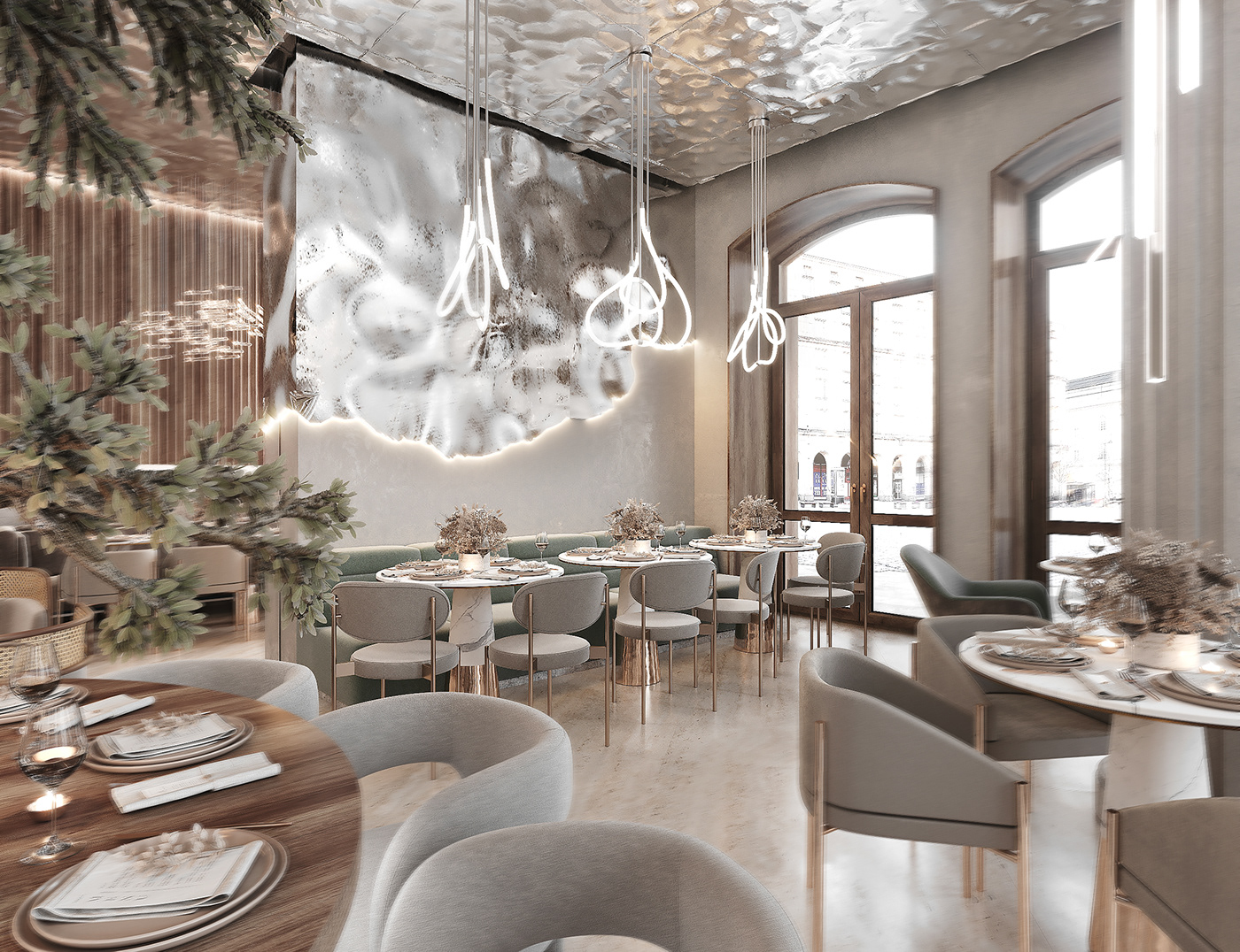 architecture commercial design designer essence interior design  Minimalism restaurant Style visuals