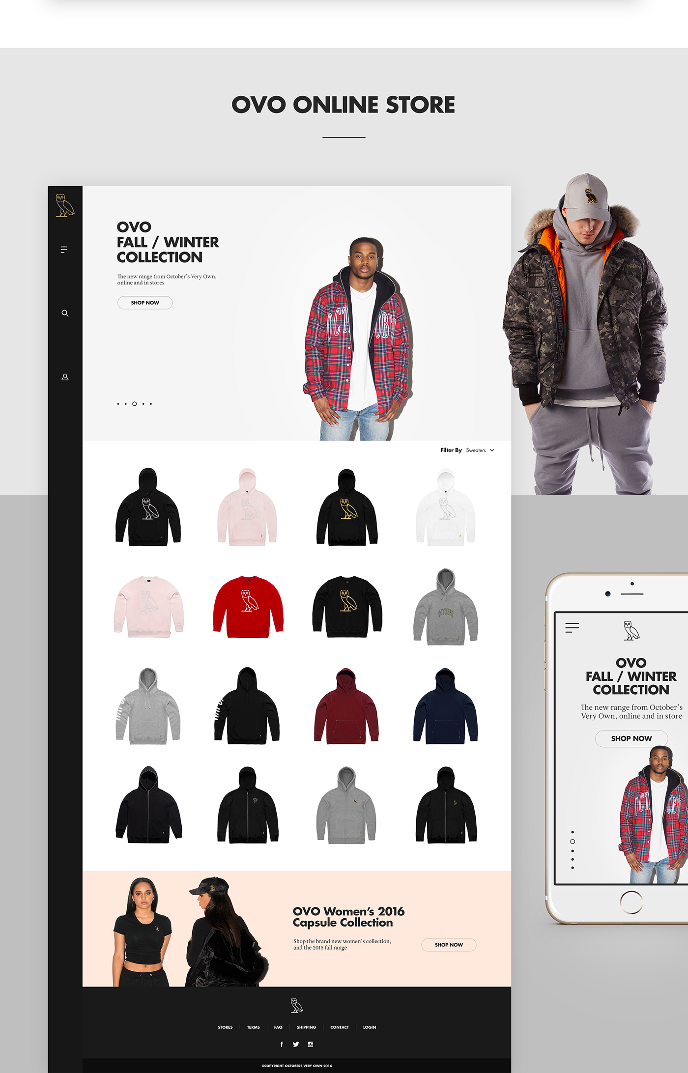 Adobe Portfolio ovo Website Design desktop mobile Drake Blog concept online shop