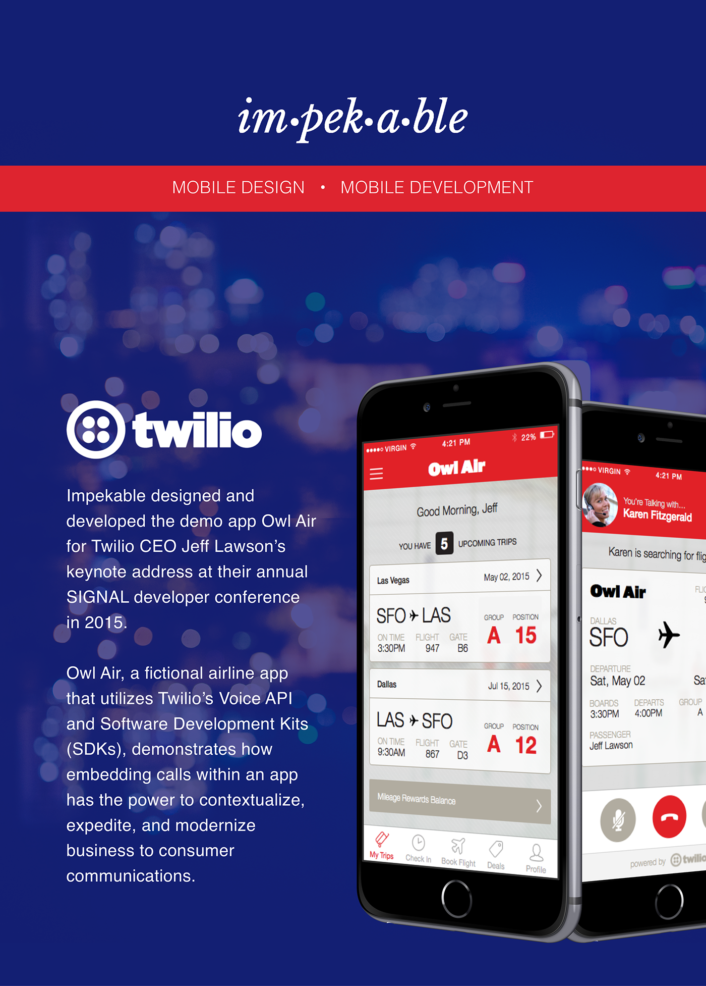 twilio airline mobile app development design UI/UX communication business Client