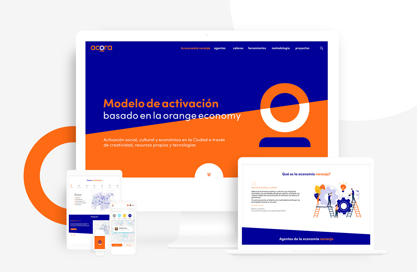 Web Design  landing page UI ux orange blue ILLUSTRATION  flat design typography  