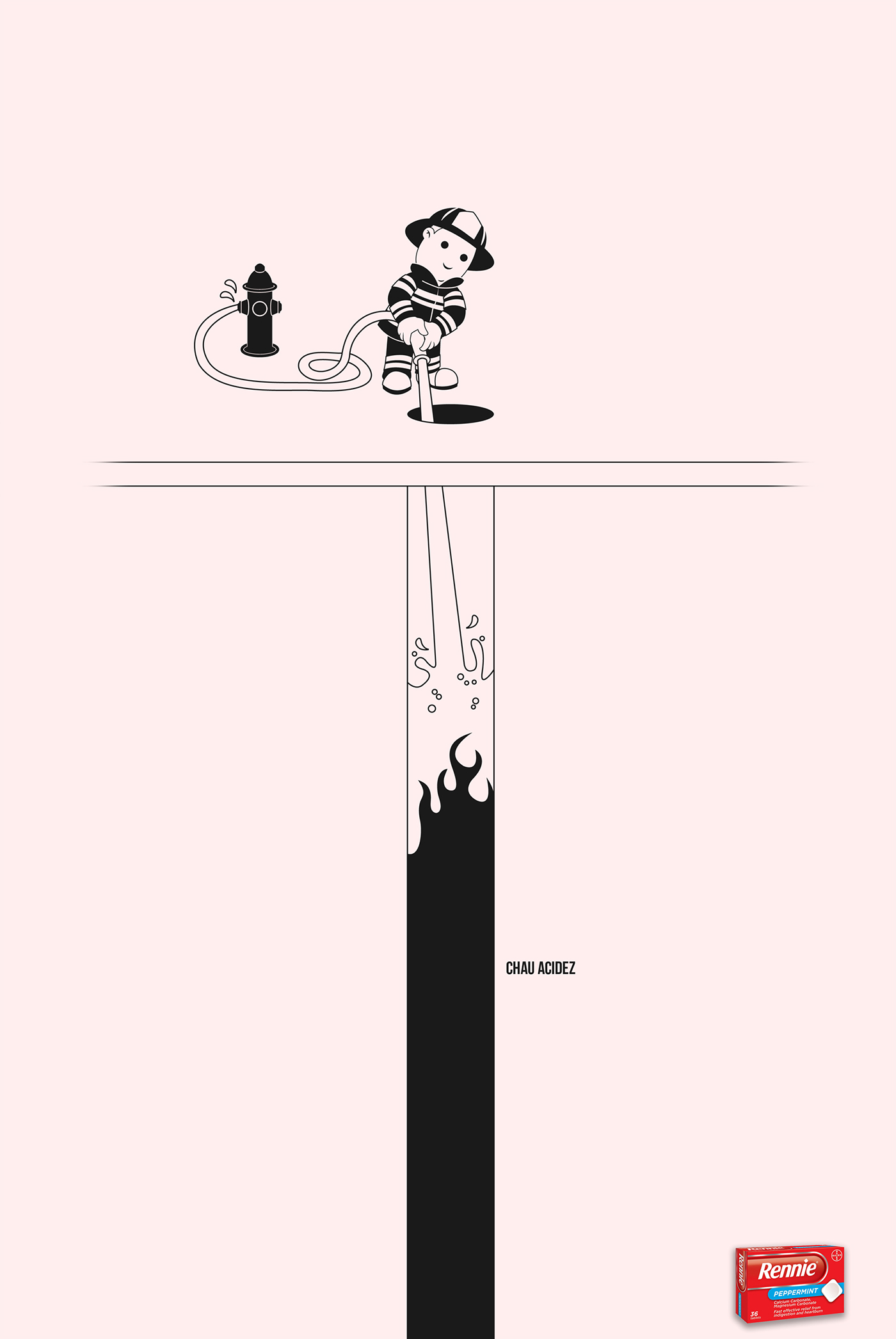 Rennie chau ACIDEZ Bombero superheroe heladero fireman ice cream ilustracion