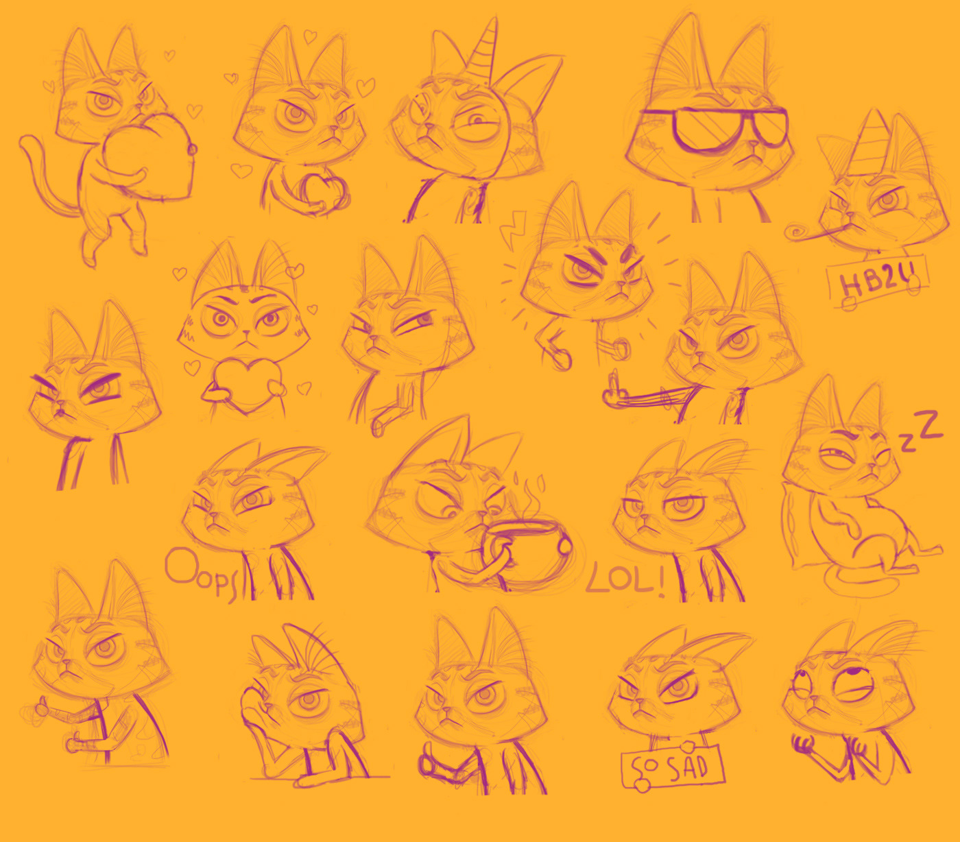 sticker Cat Telegram Character messenger ILLUSTRATION  emotions Expression smile Drawing 
