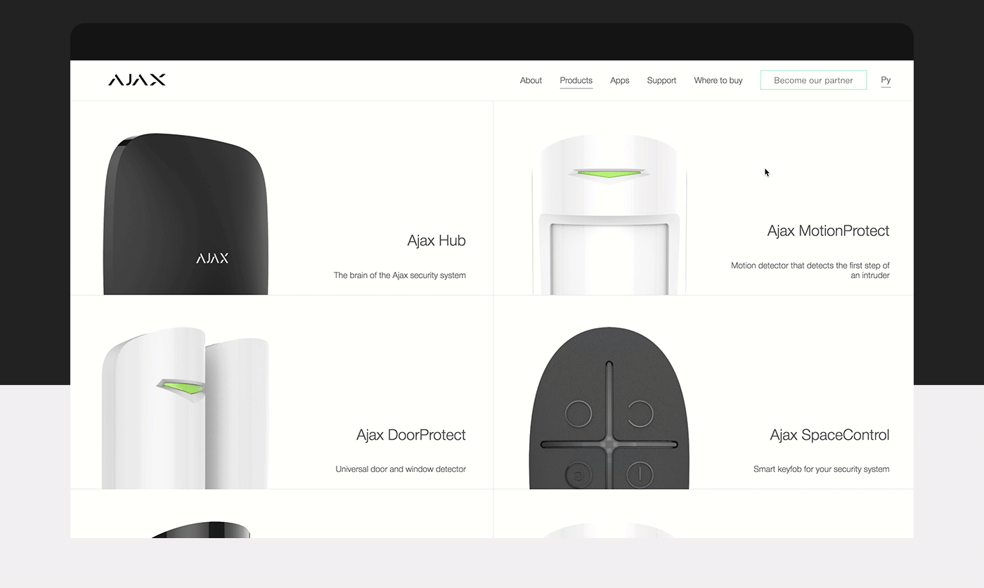 black White hardware Website site mobile UI landing amazing animation 