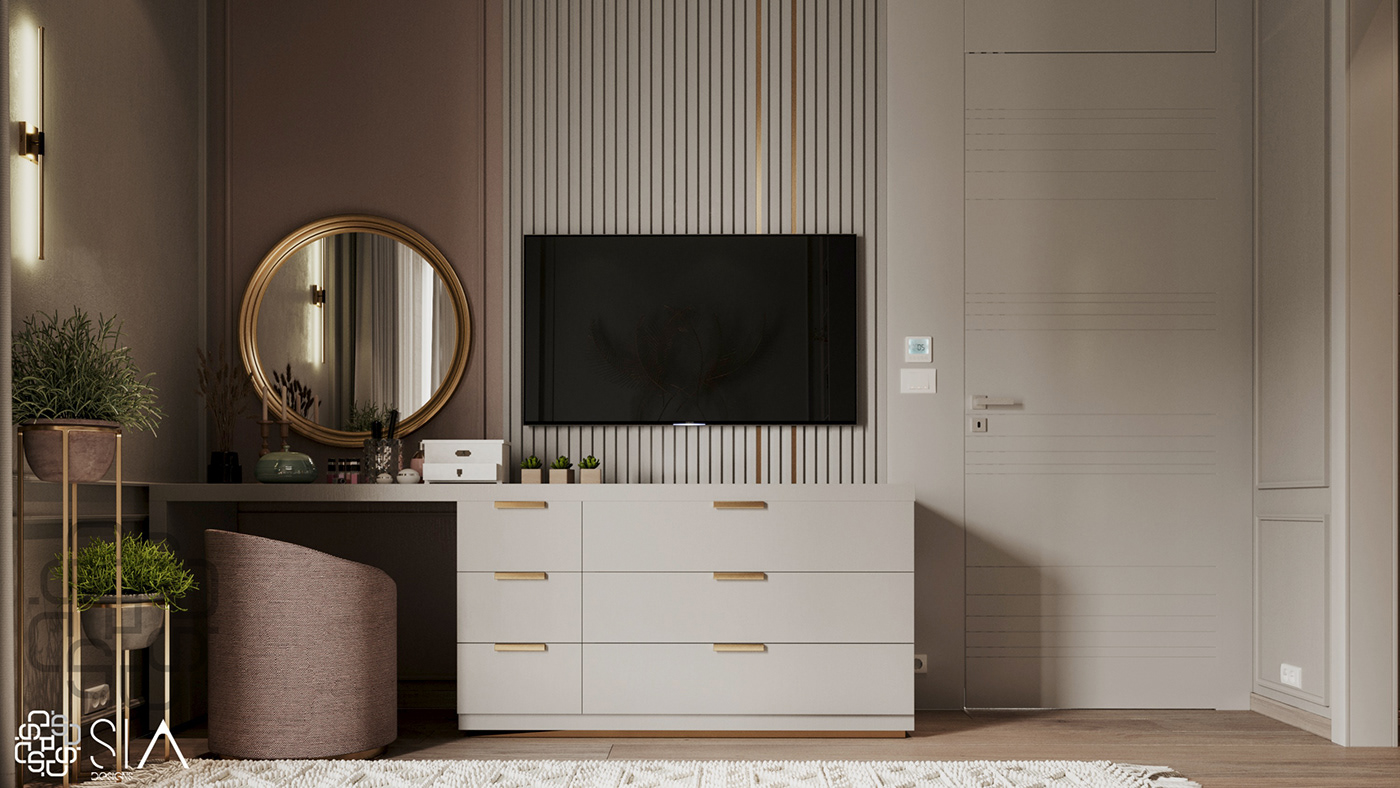 3ds max corona dark pink elegant Interior interior design  modern new classic Render soft mood