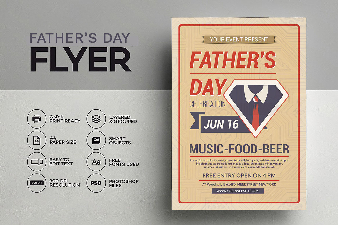 Father's Day flyer best dad party card dad family father