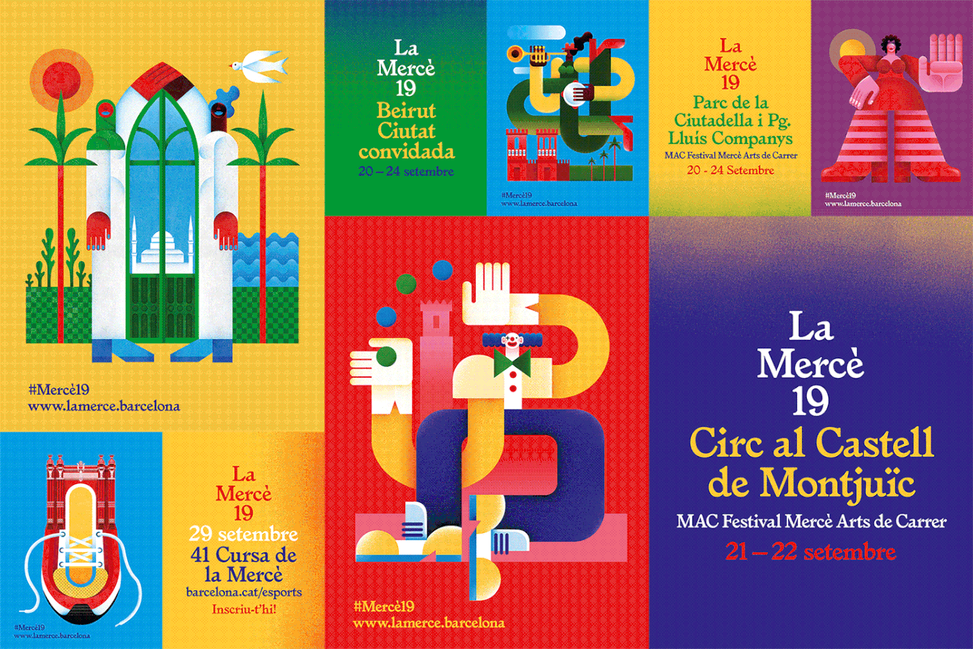 design campaign barcelona maria corte ILLUSTRATION  geometry graphic design  art direction  la merce festival