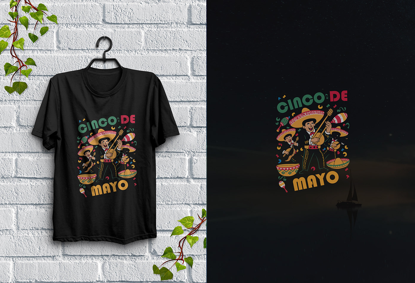 "CINO DE MIYO" T-shirt design template.
