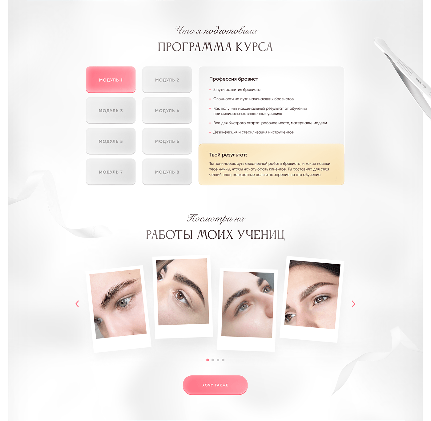 landing page brow beauty Website Design makeup лендинг онлайн курс бровист бьюти brow master